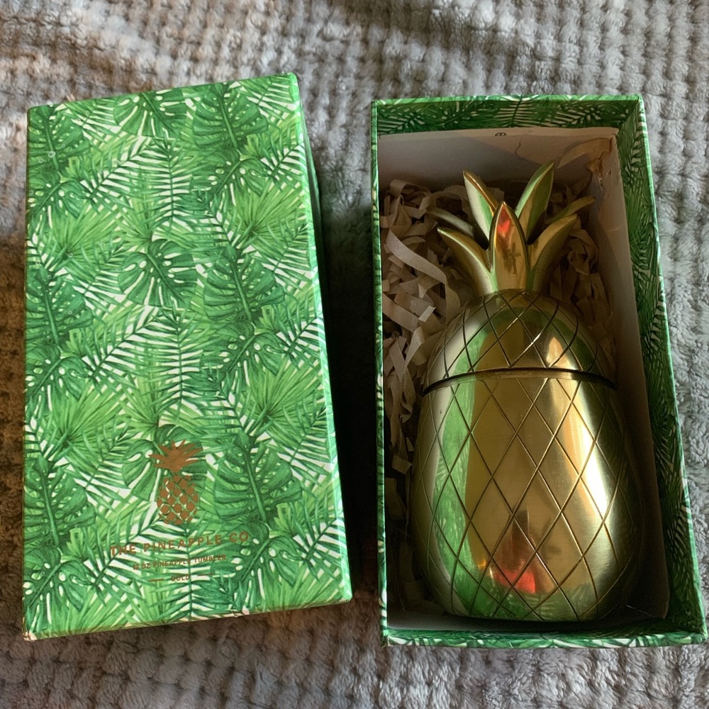 Gold Pineapple Tumbler Decoration with straws